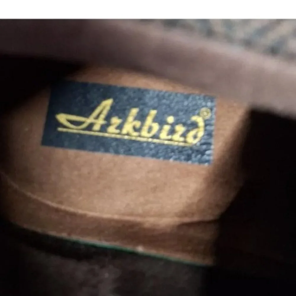 Arkbird Mens Brown Leather High-Top Oxfords US 11 With Rubber Sole & Textile Lin